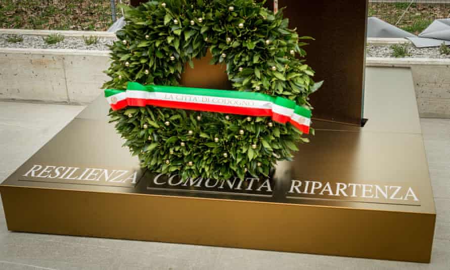 A memorial dedicated to the victims of the coronavirus pandemic in Codogno, Lombardy