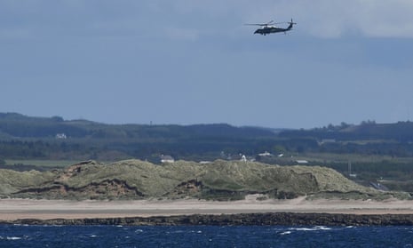 Marine One, carrying Donald and Melania Trump, departs Doonbeg for Shannon airport last June