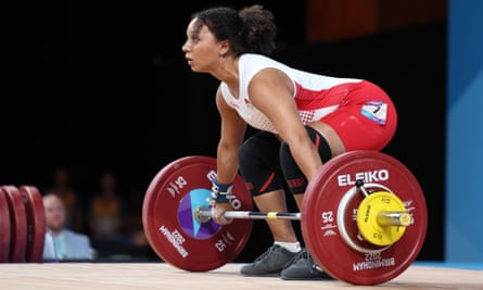 Zoe Smith weightlifting for England at the Commonwealth Games last summer.