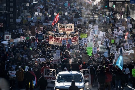 A protest against ICE in Minneapolis on Sunday.