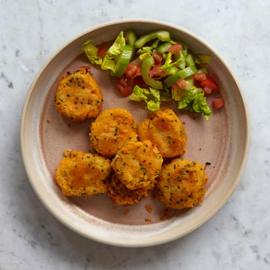 Romy Gill’s aloo tikki: fried mashed potato bites ideal for snacking and dipping.