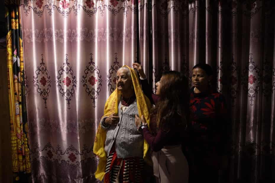 Hemanta Acharya with her grandmother, Menuka Devi Acharya, and her auntie, Devi Maya Acharya.