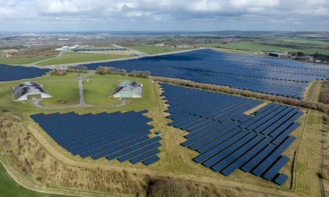 Solar farm in Wroughton, England. Planning permission for 23 solar farms has been refused across England, Wales and Scotland between January 2021 and July 2022.