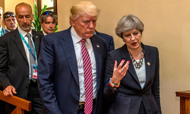 Donald Trump and Theresa May at a G7 summit in Italy
