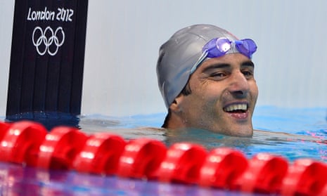 Turkey’s Derya Buyukuncu after the men’s 200m backstroke heats at the London 2012 Olympics.