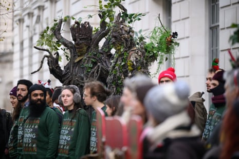 Climate Protesters Demonstrate Against Subsidies For Drax Biomass Power PlantLONDON, ENGLAND - DECEMBER 02: Environmental campaign groups demonstrate outside the Department of Energy Security and Net Zero, as they call for the closure of the Drax power station, on December 02, 2024 in London, England. Climate demonstrators are calling for an end to government subsidies for the Drax Power Plant in North Yorkshire, which generates electricity by burning wood pellets sourced from trees in North America. (Photo by Leon Neal/Getty Images)
