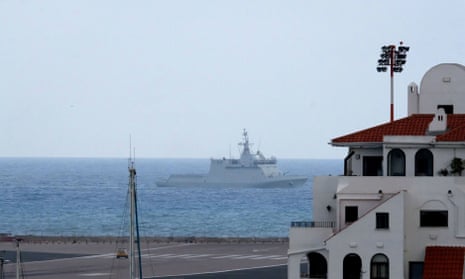 A Spanish warship off the coast of Gibraltar