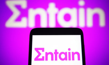 Entain logo on mobile phone screen.