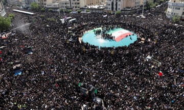 Aerial view of huge crowds in Tehran