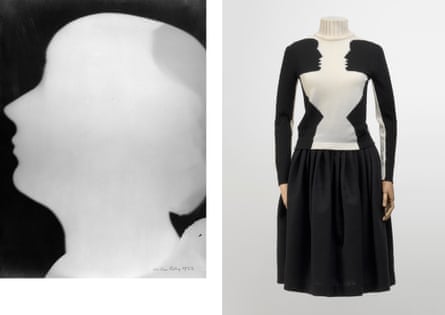 Left: Man Ray, Rayographie “Kiki”, 1922 © Man Ray 2015 Trust/Adagp, Paris, 2023, photo: Telimage/Adagp Images. Right: Dirk Van Saene, Autumn-Winter, 2008-09 © MoMu, photo: Hugo Maertens.