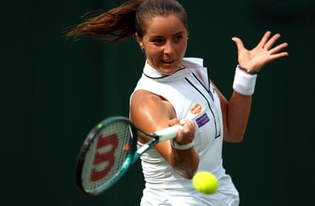 Britain’s Jodie Burrage battles against Caty McNally but went down 6-3, 6-1.
