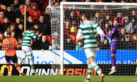 Jota scores Celtic’s first goal, converting Aaron Mooy’s cross from a tight angle.
