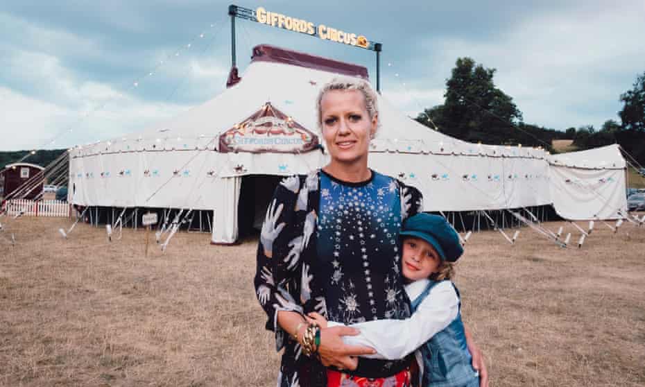 Nell Gifford with one of her twin children, Red, in 2018.