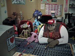 Gorillaz: Russel and Noodle at the old studio 13. Promotional image for Demon Dayz 2005