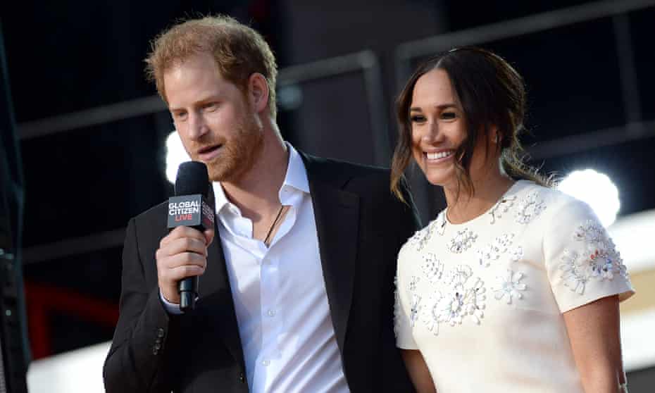Prince Harry, Meghan Duchess of Sussex on stage at Global Citizen Live, New York, USA on 25 September 2021