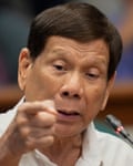 Rodrigo Duterte speaks in the Philippine senate in Manila in October 2024.