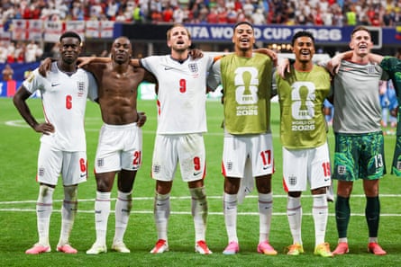 England players embrace