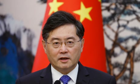 Qin Gang at a press conference in Beijing in May