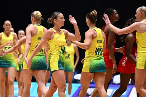 Australia players celebrate during after beating England.
