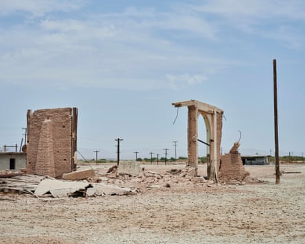 The remains of structures at what was once a private club along the Salton Sea.