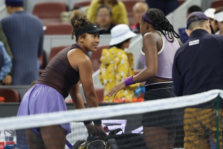 Naomi Osaka after being forced to retire against Coco Gauff
