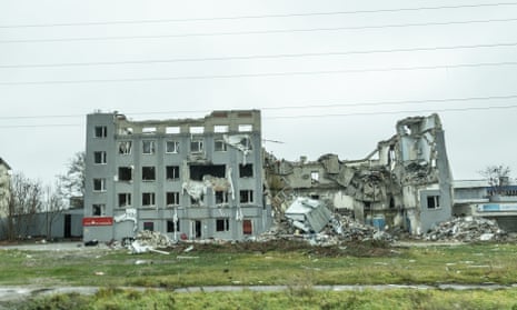 A building in Kherson destroyed by Russian army bombing, on 25 November 2022.