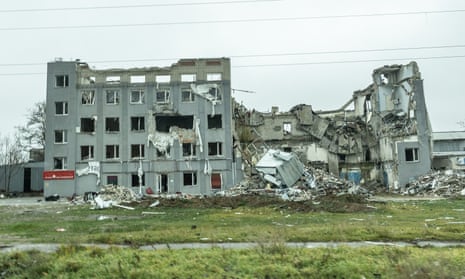 A building in Kherson after Russian bombing