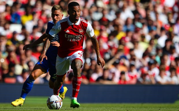 Gabriel Jesus during Arsenal’s recent 4-2 victory over Leicester. The Brazilian has been a revelation since his £45m arrival from Manchester City.