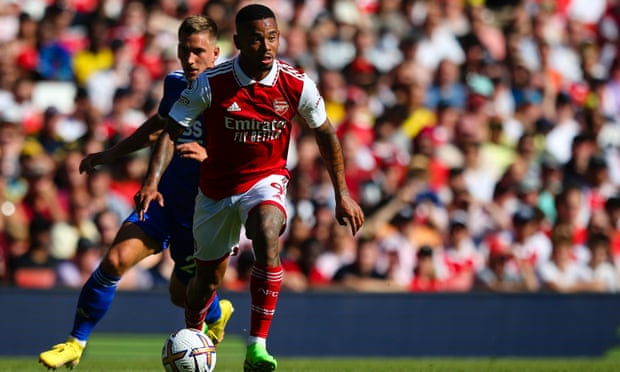 Gabriel Jesus during Arsenal’s recent 4-2 victory over Leicester. The Brazilian has been a revelation since his £45m arrival from Manchester City.