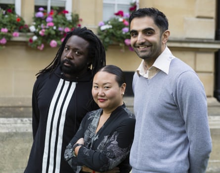 At the Cheltenham literary festival in 2015 with fellow Man Booker shortlisted authors Marlon James and Sunjeev Sahota.