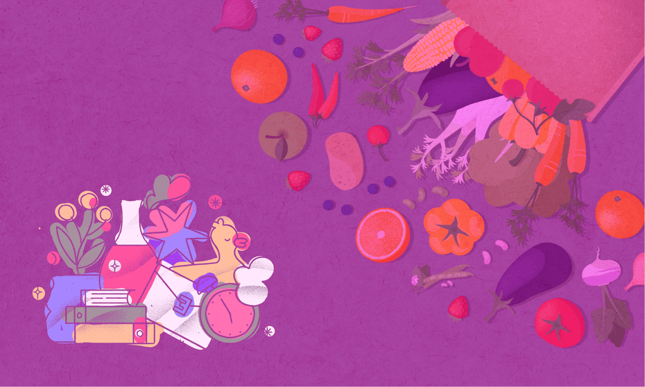 Vegetables in an illustration