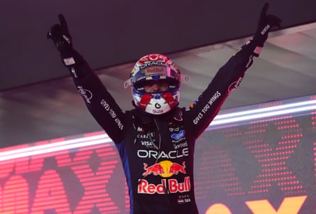 Max Verstappen celebrates his victory in Singapore