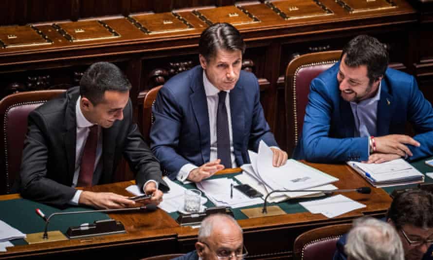 Di Maio, Conte and Salvini in the chamber of deputies