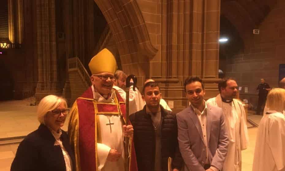 Emad al Swealmeen with Bishop Cyril Ashton and others at Liverpool Cathedral