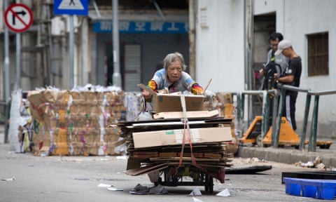 A cardboard collector in Macau’s Santo Antonio district