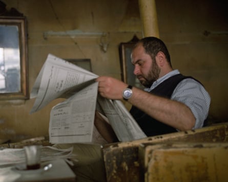 Salam Pax, the Baghdad Blogger, in a cafe in Rashid Street, Baghdad.