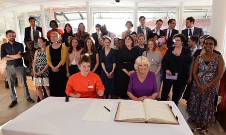 The Duchess of Cornwall, seated, right, with the Royal Society of Literature’s ‘40 under 40’ new fellows.