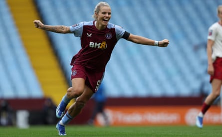 Rachel Daly celebrates after giving Villa the lead, briefly