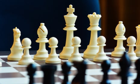 Chess pieces on a board