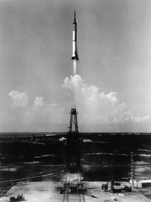 Launching the Mercury-Redstone 3 (MR-3) spacecraft – the first US manned spaceflight – on 5 May 1961