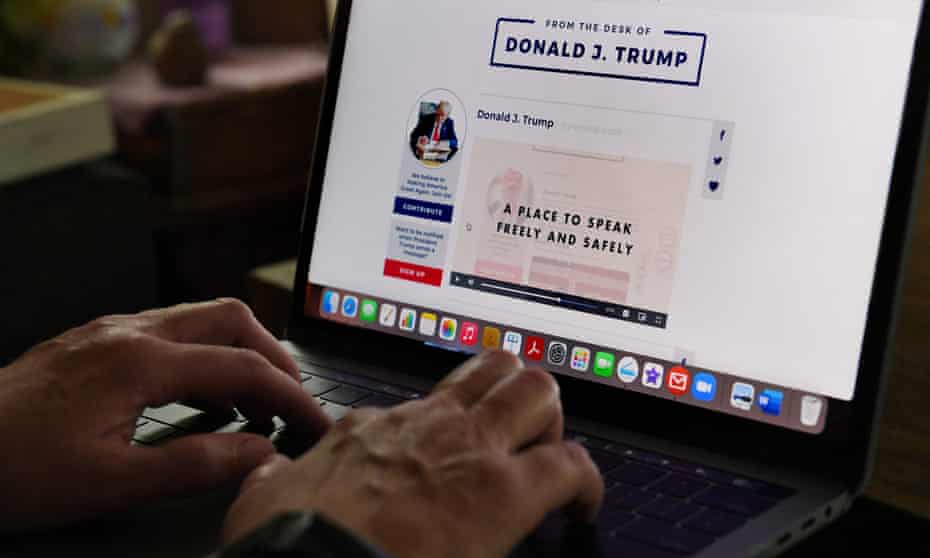 Donald Trump’s social media platform on laptop