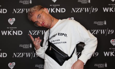 Stan Walker poses backstage at a 2019 fashion show in New Zealand.