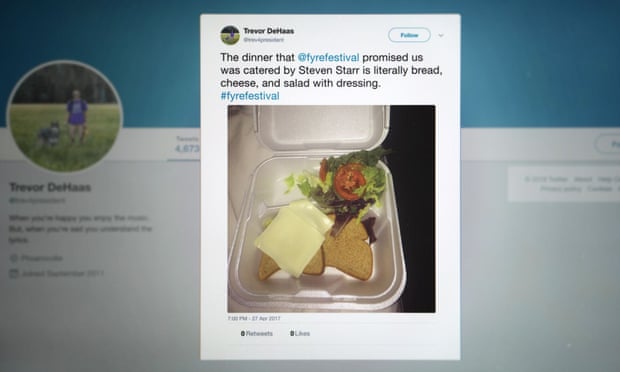 A tweet depicting the “catered” meal at Fyre Festival went viral in April 2017.
