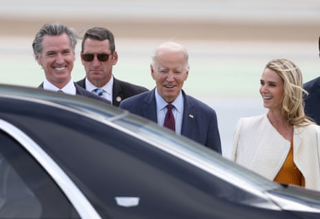 Joe Biden with Gavin Newsom and his wife Jennifer Siebel Newsom.