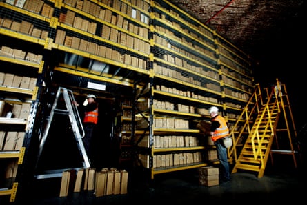 Undercover work … some of the many thousands of documents stored in a Cheshire salt mine.