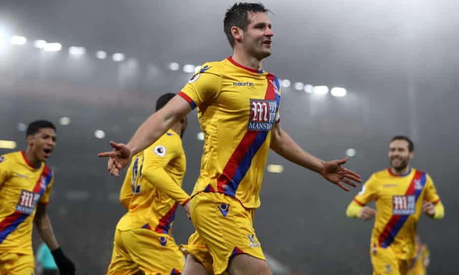 Scott Dann celebrates after opening the scoring for Crystal Palace
