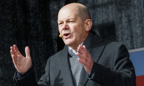 Olaf Scholz speaks at a rally on Saturday in Lübeck, Germany, in the run-up to elections in the northern state of Schleswig-Holstein