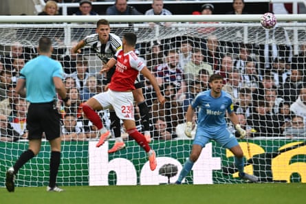 Mikel Merino heads home to start Arsenal’s comeback against Newcastle