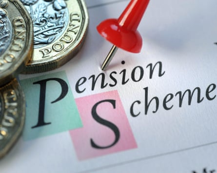 picture of £1 coins on a letter saying pension scheme