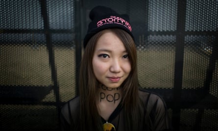 A young woman at the Storm music festival in Shanghai.